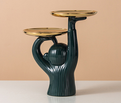 Подставка декоративная "Обезьянка", керамика, цвет зеленый, 25*15,5*27 см