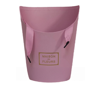 Коробка под цветы, с ручкой, 17x14x22 см, нежно-розовый