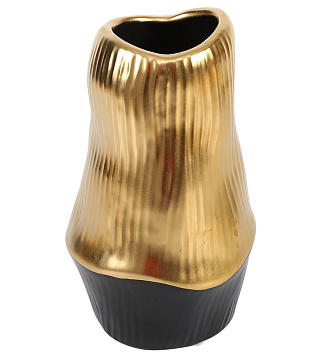 Ваза керамическая, цвет черно-золотой, 13*21,5 см