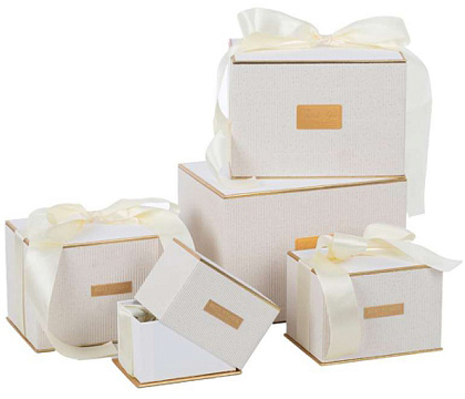 Набор подарочных коробок "Изящество"24*17*16,5, 21*15*14,5, 18*13*12,5, 15*11*10,5, 12*9*8,5, 5 шт., молочный