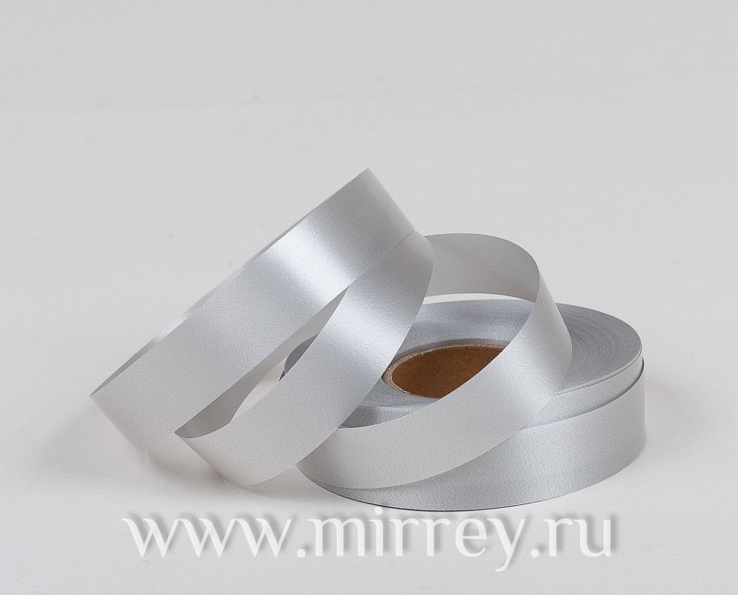 Лента полипропиленовая 2 см х 100 ярд., серебро (10 шт/упак)