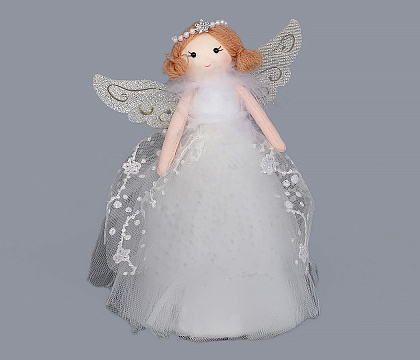 Новогоднее декоративное изделие "Фея", 17 см, белый с серебром