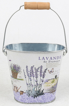 Декоративное кашпо-ведерко "Прованс лаванда" 12.5X8XH11/20 B:8,5x6 см. металл
