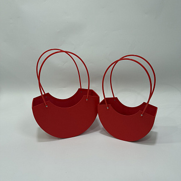 Набор коробок с ручкой под цветы 27,7x11x17,8 см, 22x9x14,6 см, 2 шт., красный