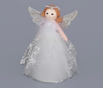 Новогоднее декоративное изделие "Фея", 17 см, белый с серебром