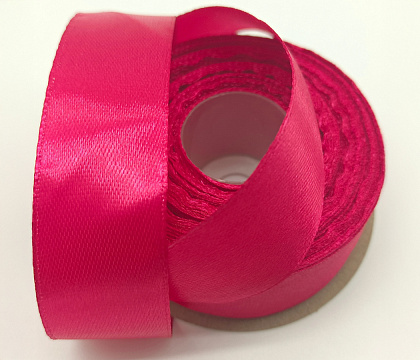 Лента атласная, на картонн.катушке, односторонняя, 25 мм х 100 ярд, вишневый (5 шт)
