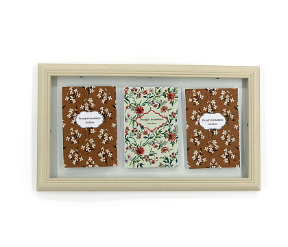 Фоторамка-коллаж декоративная из МДФ для 3 фотографий 10х15 см., со стеклом, 41,7x1,8х23,7 см