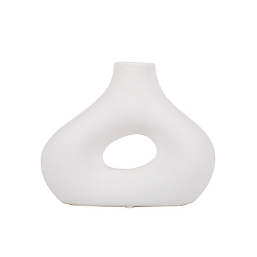 Ваза керамическая, цвет белый, 18,5*5,5*14,5 см