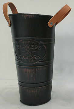 Кашпо-вазон металлический 13*25*9,5, 1 шт., темный шоколад