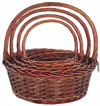 Н-р корзин (ива): D44XH17XHH42 BD35, D37XH16XHH38 BD29, D31XH14XHH32 BD24, D25XH12XHH28 BD20, 4 шт., коричнев.