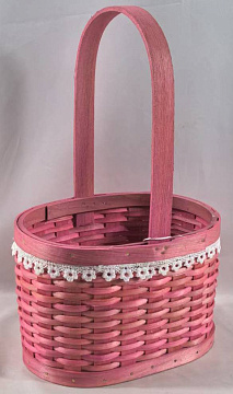 Корзина плетеная (секвойя),18x12x11/30 B:19x12 см, 1 шт., розовый