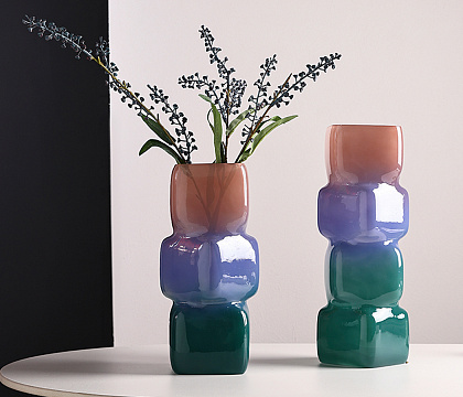 Ваза стеклянная D10 * H34,  1 шт., мультиколор