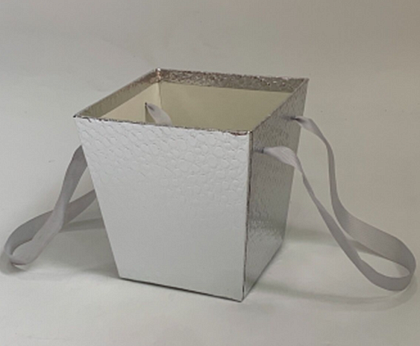 Коробка под цветы трапеция 14,5x11х15см, 1 шт., серебро