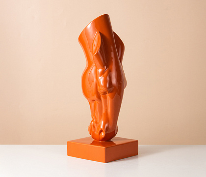 Керамическая декоративная ваза серия "Конь", цвет оранжевый, 19*19*49,5 см