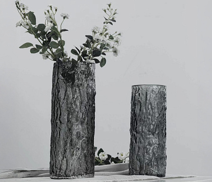 Ваза стеклянная 10*10*24,5 см, 1 шт, серый