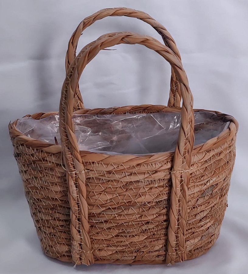 Корзина плетеная из эколозы 22x12xH13XHH25XB18X9, 1 шт., натуральный