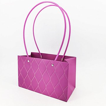 Пакет подарочный тисненый золотым фольгированием, 22*10.5*13.5 см 10 шт./упак., ягодный