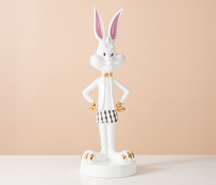 Статуэтка декоративная серия "Кролик", керамика, цвет белый, 17,5*17,5*49,5 см