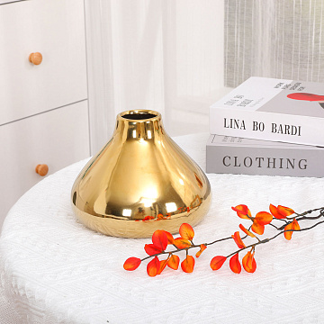 Ваза керамическая, хромированная, цвет золото, 16,5*12 см