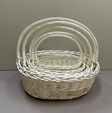 Н-р корзин плетеных (ива): 57*51*19H*51HH, 50*44*17H*45HH, 45*37*15H*40HH, 38*31*13H*34HH, 33*24*12H*30HH, 5 шт., белый