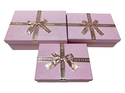 Набор коробок для подарков 29*21*9,5, 26*19*8, 23*17*7 см, 3 шт., розовый