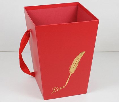 Коробка под цветы 12,7x12,7x22,7H, 1 шт., красный