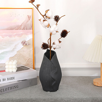 Ваза керамическая, цвет черный, 12*11,5*20 см