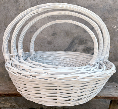 Н-р корзин плетеных (ива): 48*19H*48HH, 42*17H*45HH, 37*15H*40HH, 30*13H*35HH, 4 шт., белый