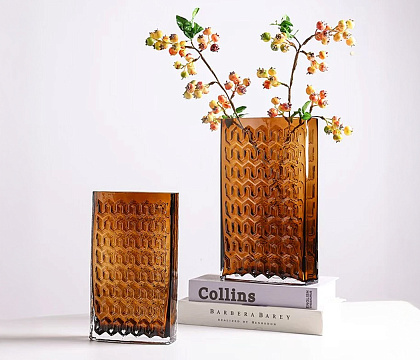 Ваза стеклянная D18 * H30,  1 шт., коричневый