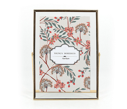 Фоторамка декоративная с металлическим багетом, со стеклом, 10x15 см