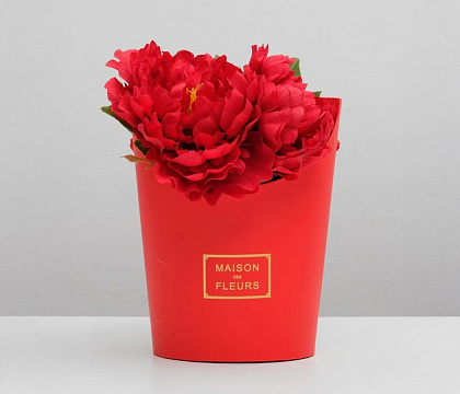 Коробка под цветы, с ручкой, 17x14x22 см, красный (W6642)