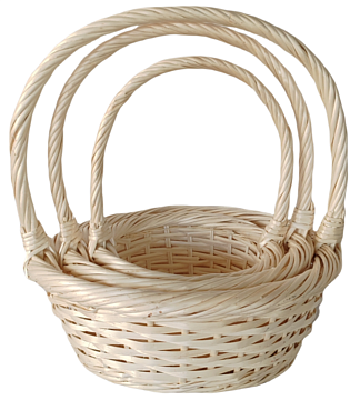 Набор корзин плетеных (ива): D42xH16xHH45  BD30, D35xH14xHH41  BD25, D26xH12xHH35  BD20, 3 шт., выбеленный