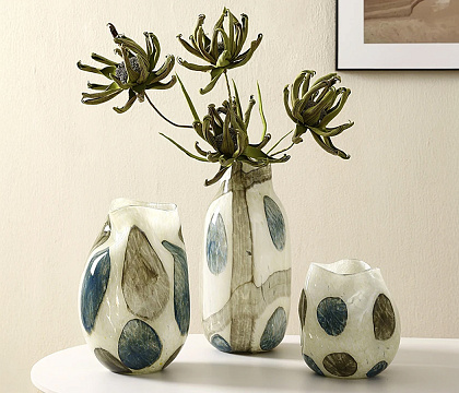 Ваза стеклянная D18 * H26 см, 1 шт., молочный