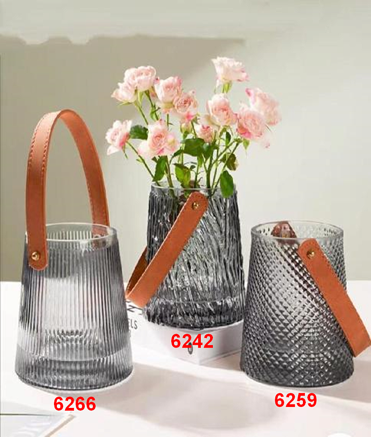 Ваза стеклянная D13 * H15 см, 1 шт, серый