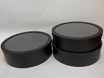 Набор коробок круглых  40x13,5 см, 38x12 см, 36x10,5 см, 3 шт., черный