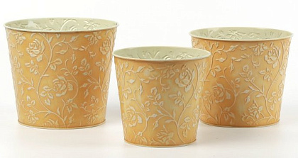 Набор декоративных кашпо 17X14.5CM B13,15X13.5CM B12,13.5X12.3CM B10, 3 шт., желтый, металл