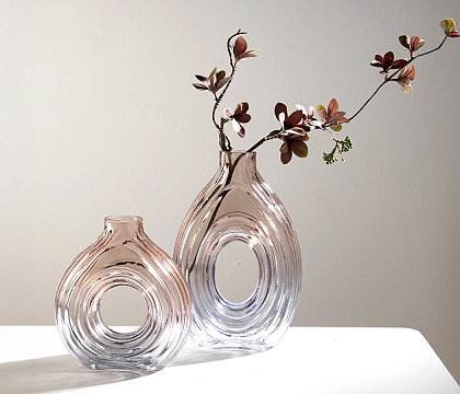 Ваза стеклянная D18 * H19,5 см, 1 шт., градиент