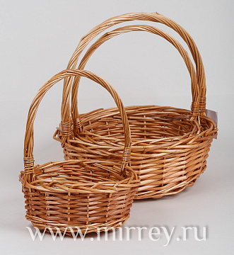 Набор плетеных корзин (ива), D39х14/40 см, D30х12/35 см, D25х10/30 см, 3 шт., светло-коричневый