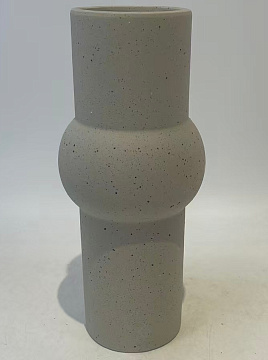 Ваза керамическая цилиндр, цвет серо-бежевый, 12*12*28 см.