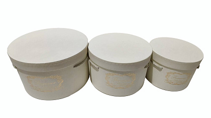 Набор коробок для цветов "Подари любовь" 25*15, 22*14, 18*13 см, 3 шт., кремовый