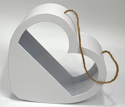 Коробка в виде сердца под цветы 25x22x10 см (19,5x10,5 см), 1 шт., белый