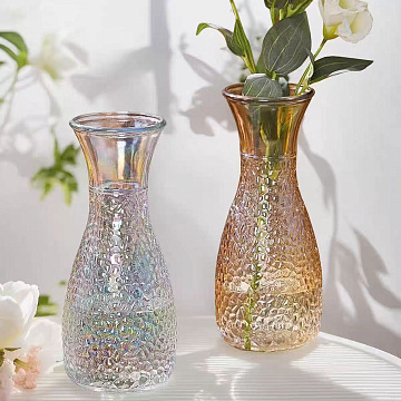 Ваза стеклянная 9*9,6*26 см, 1 шт., радужный