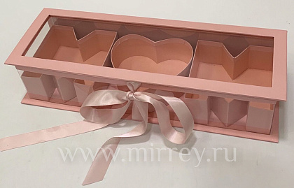  Коробка под цветы "Мама" 44,5x15,5x9,7см, 1 шт., св.розовый