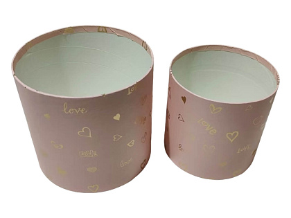 Набор коробок для цветов без крышки "Мелодия любви" 18*16,7, 15*15, 2 шт., св.розовый