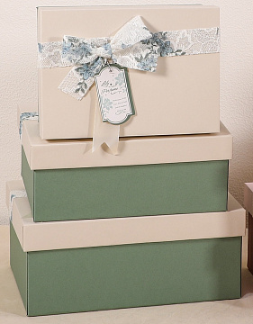 Набор коробок подарочных 22,5*16*9,5, 20*14*8, 17,5*12,5*6,5 см, 3 шт., зеленый