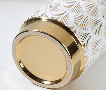 Ваза керамическая "Листья", цвет бело-золотой, 11*25 см