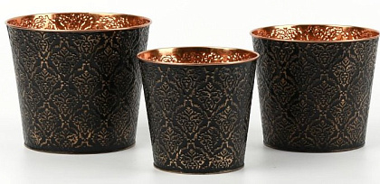 Набор декоративных кашпо 17X14.5CM B13, 15X13.5CM B12, 13.5X12.3CM  B10, 3 шт., металл