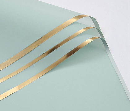 Упак. материал флористическая пленка "Золотой кант", 58х58 см, пастельно-зеленый, 20 листов /упак