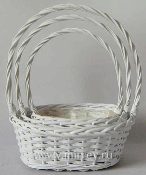 Набор корзин (ива) 31x24 H13/39; 26x19 H11/35; 21x15H9/30, 3 шт., белый