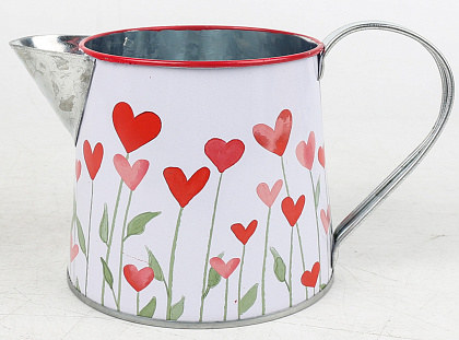 Декоративное кашпо-кувшин "Растущие сердца" 18.5XD11.5XH9.5/10.5CM, металл